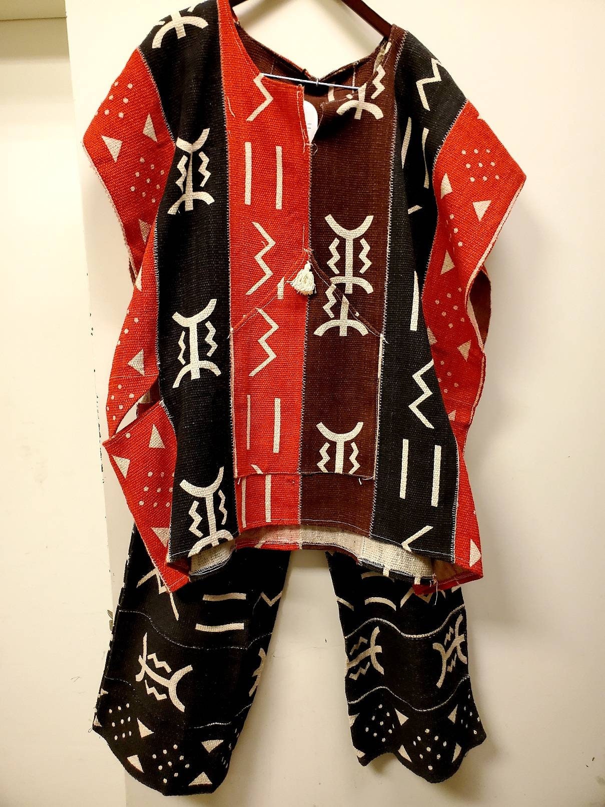 African 2pc Mudcloth Bambara Bogolan set handwoven in Mali/Men/Women/Unisex.