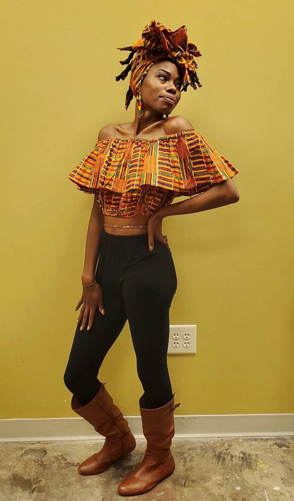 African Kente Pantset With Scarf/ AfricanPants/ African Women's Pants Pants African Style Kente Print African fits S-XL.