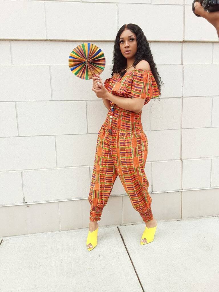 African Kente Pantset With Scarf/ AfricanPants/ African Women's Pants Pants African Style Kente Print African fits S-XL.