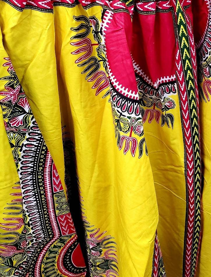 Boho Gypsy Anakra Knee Length Skirt Summer Women African Dashiki Print Flare Pleated Skate Midi Skirt.