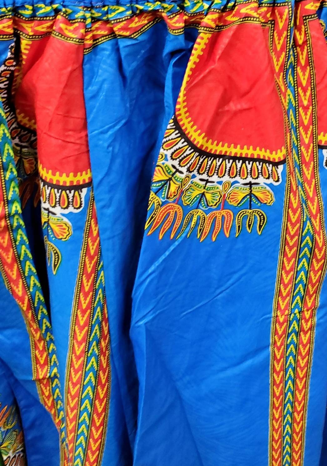 Boho Gypsy Anakra Knee Length Skirt Summer Women African Dashiki Print Flare Pleated Skate Midi Skirt.