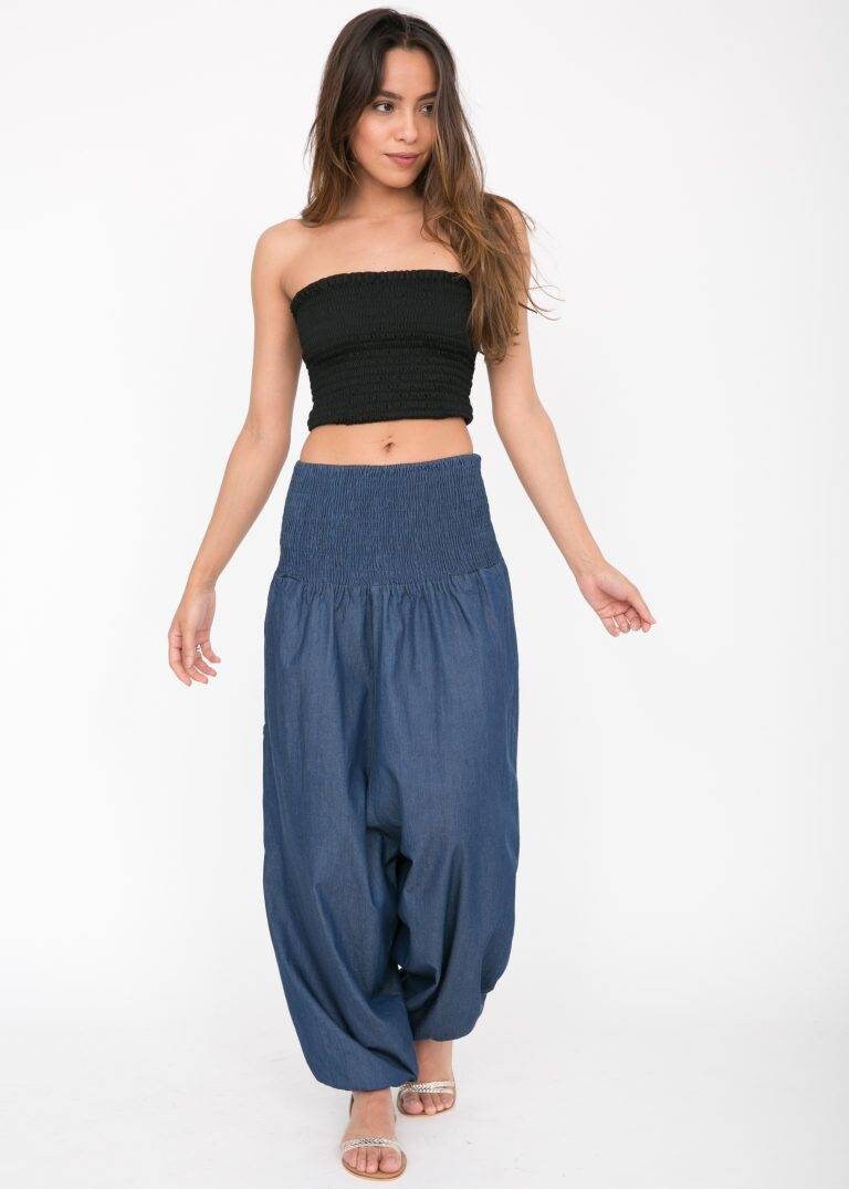 Denim Harem Yoga Pants/Kente Harem Elastic High Waist Pants.