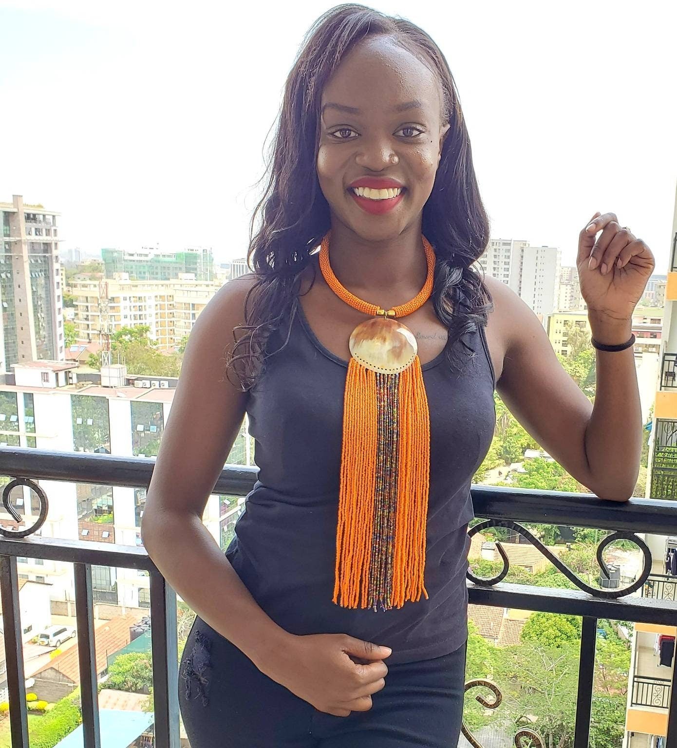 African Maasai Handmade Beaded Necklace|Chunky |Multi-Color Wateefall Necklace |African Woman Necklace |Ethnic Necklace.