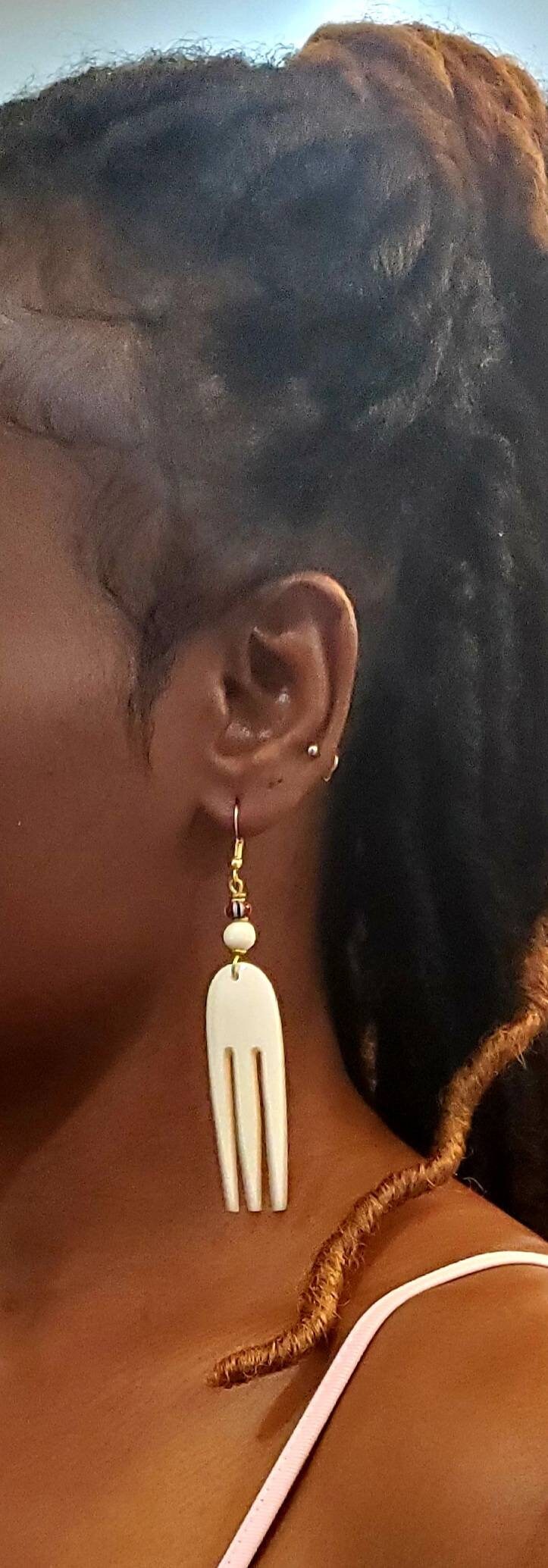Picking Comb Natural Bone Earrings,/Tribal Earrings/Christmas Gift / Maasai Earrings.