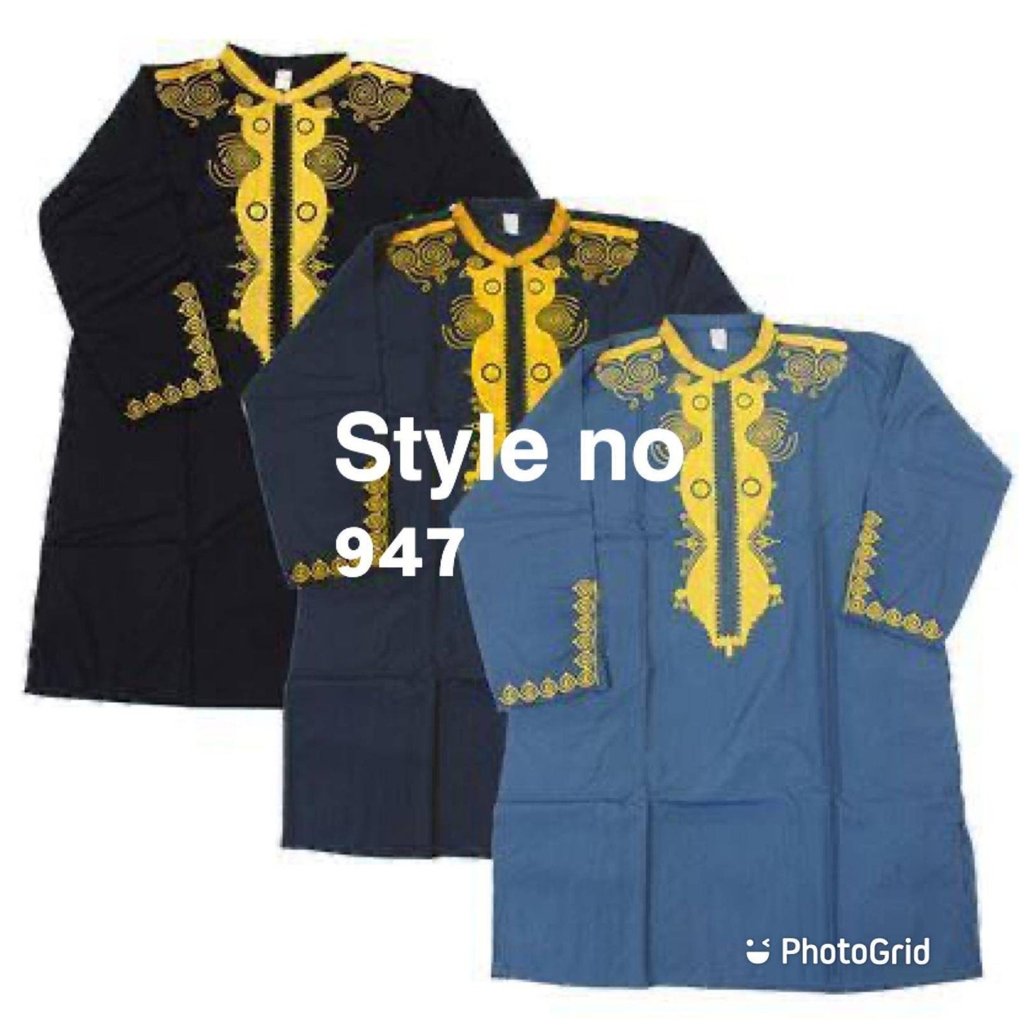 Black & Gold African Men Classic Dashiki Men Shirts/Kaftans with gold embroidery