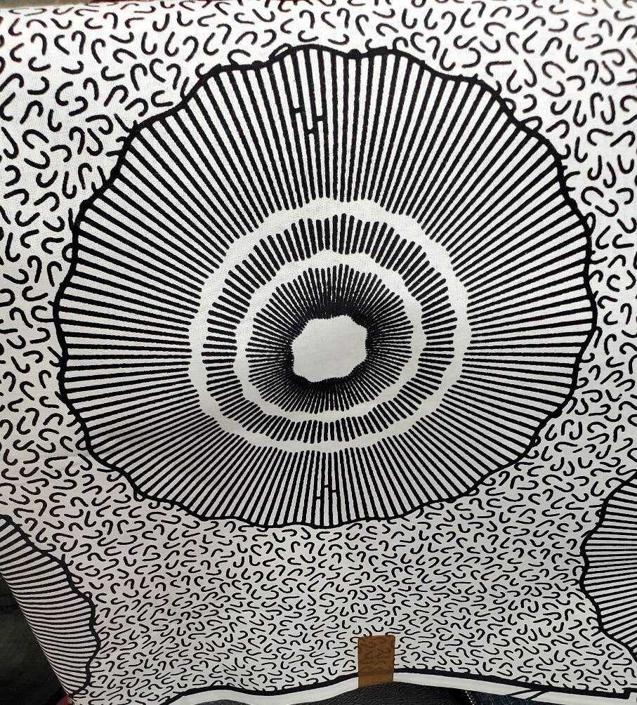 Circles of Black and White African Print Ankara Kitenge Fabric 48".