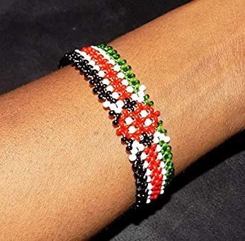 Kenyan Flag Wrist Wrap Bracelet Elastic Stretch/Masai beads/Gift idea/Kenya Flag Bracelet made by Maasai/Patriotic Bracelet.