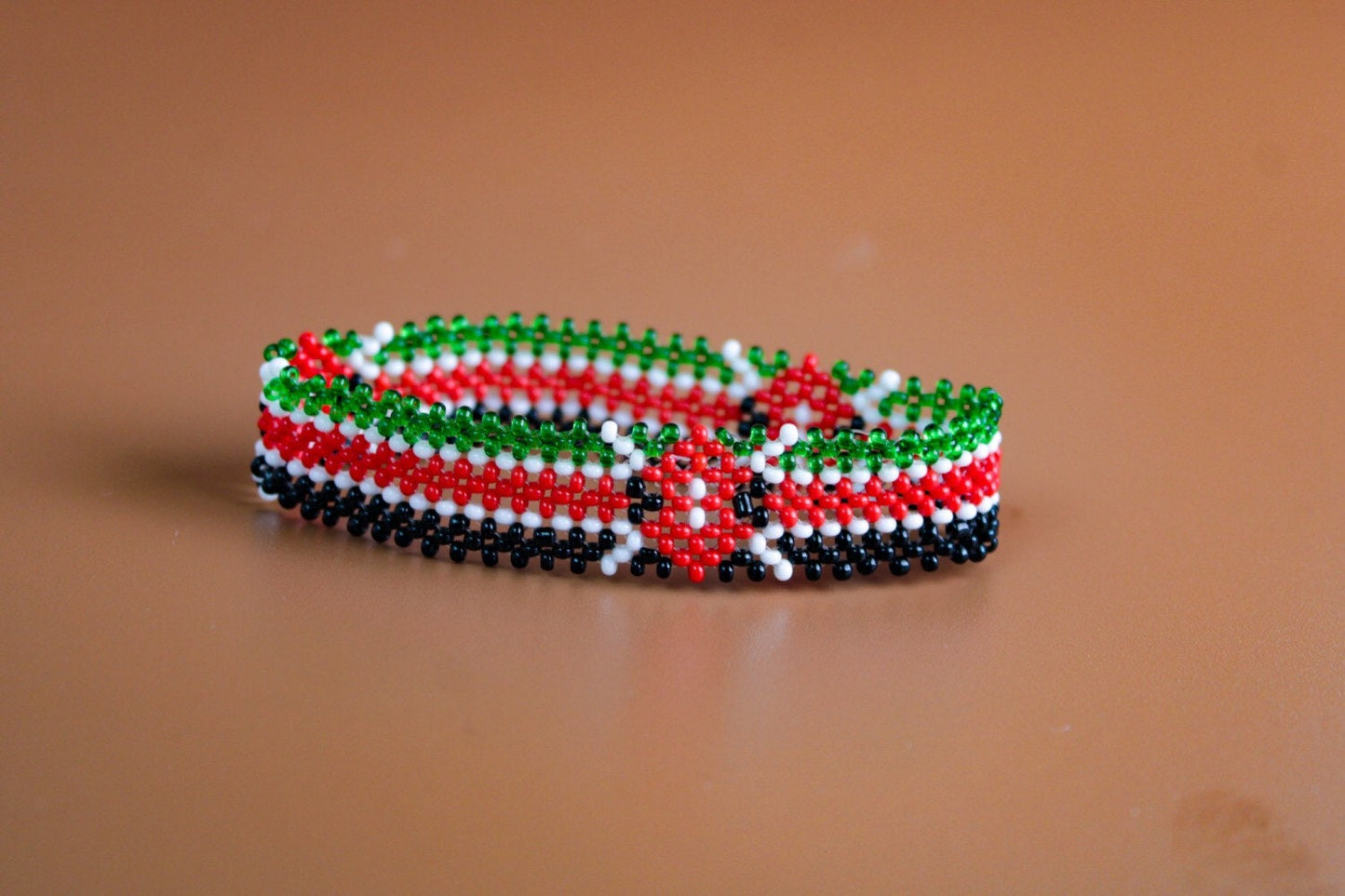 Kenyan Flag Wrist Wrap Bracelet Elastic Stretch/Masai beads/Gift idea/Kenya Flag Bracelet made by Maasai/Patriotic Bracelet.