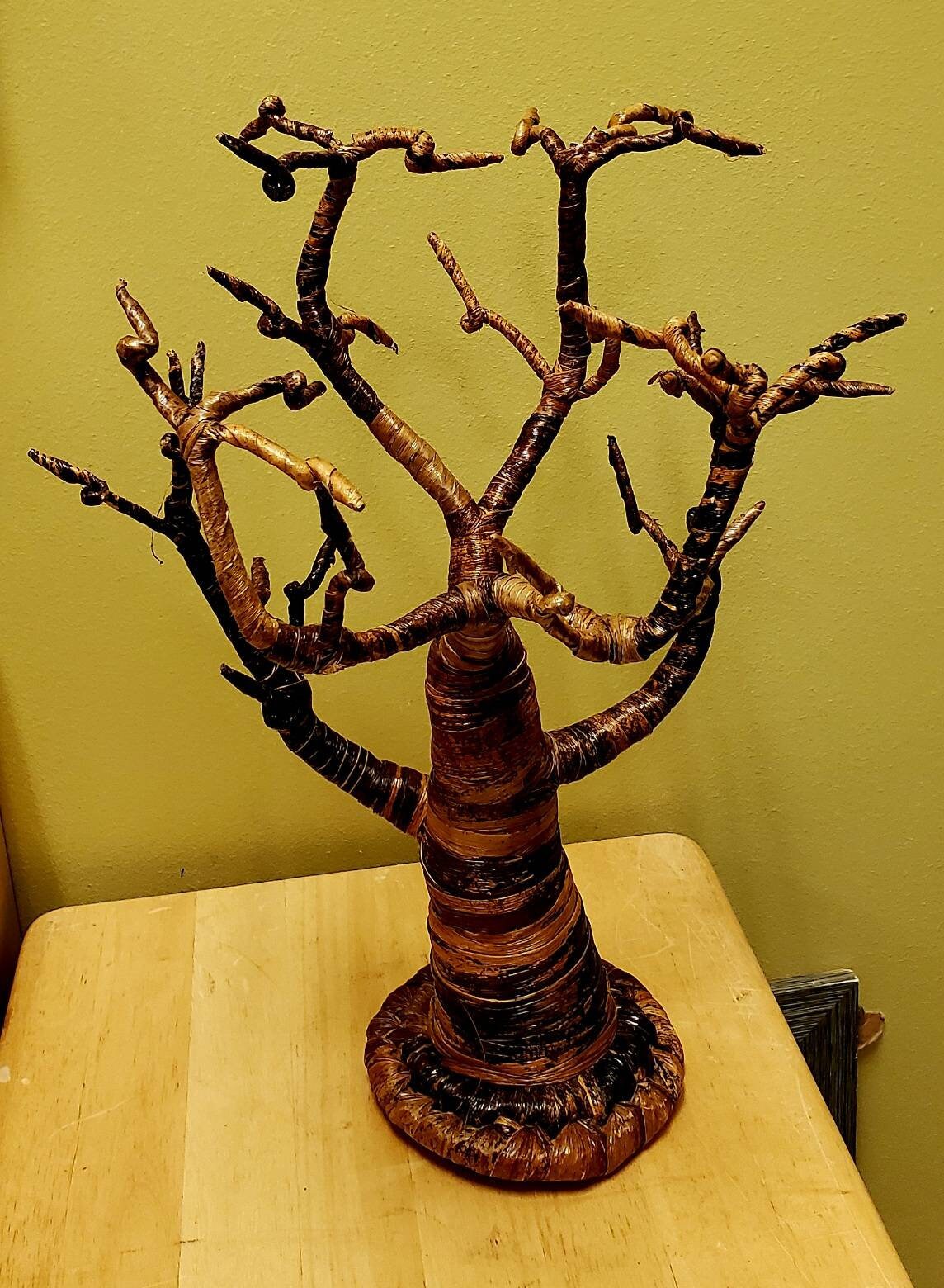 Banana Fiber Baobab Ornament Tree/ Christmas Tree 16 inches.