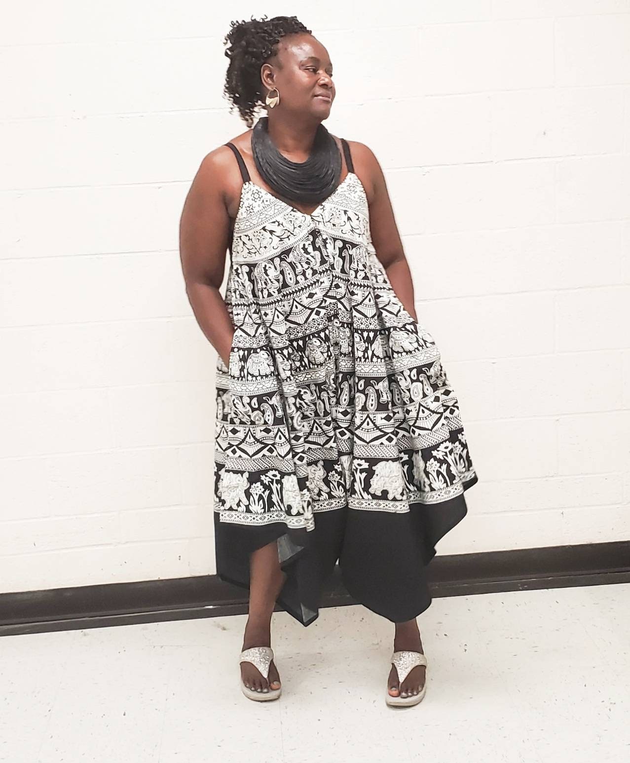 African Jumpsuit/Bohemian Jumpsuit/Black and White Free size.