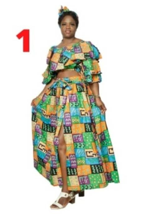 African Print Maxi Skirt with Crop Top Ankara Maxi Skirt.