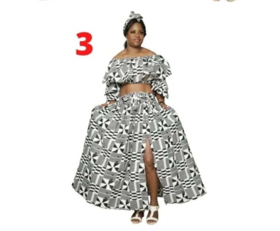 African Print Maxi Skirt with Crop Top Ankara Maxi Skirt.