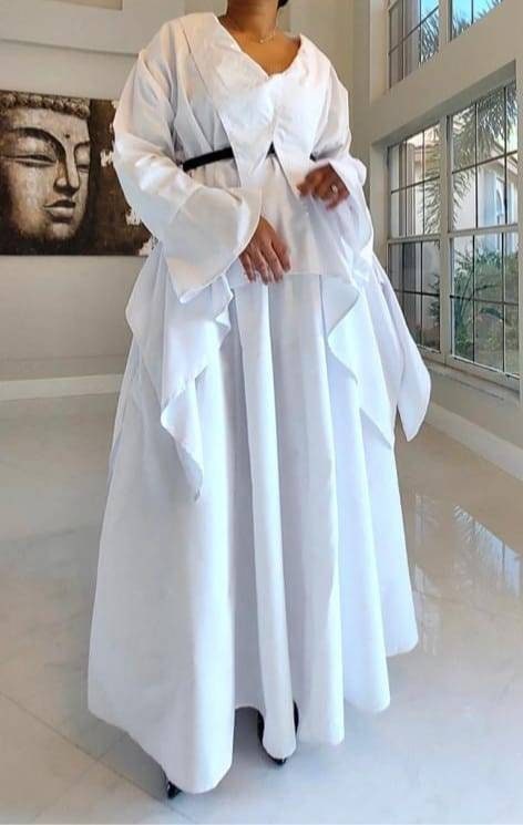 Long Skirt & Blouse Set - White/All White Pantset/L-1XL.