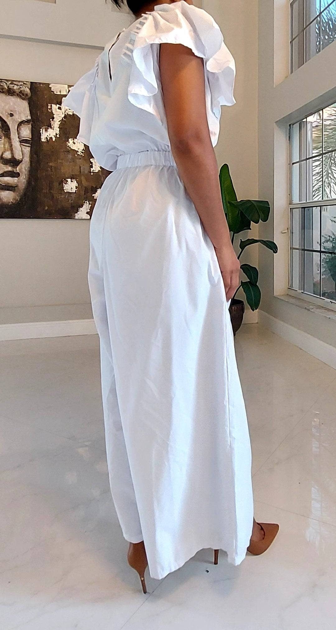 Full Romper / Jumpsuit - White, size L/XL.