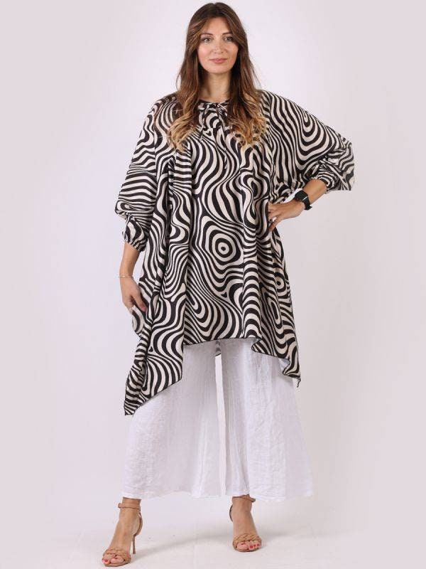 Minala Ladies Zebra Print Tunic Kaftan Dress.