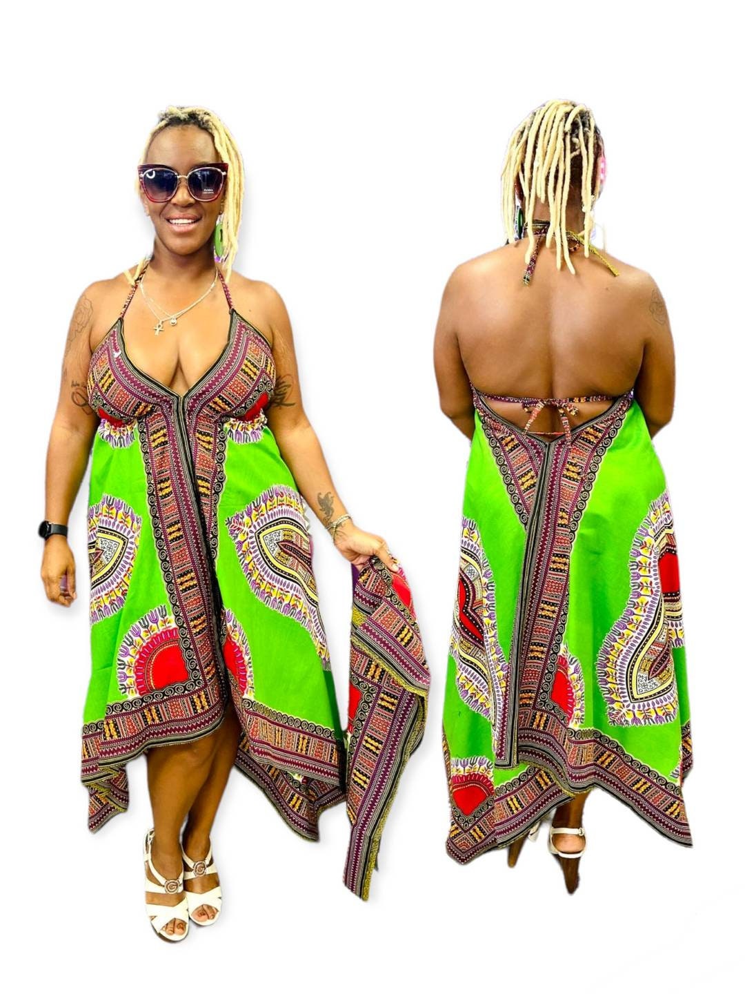 Dashiki Halter Dress/ Handkerchief