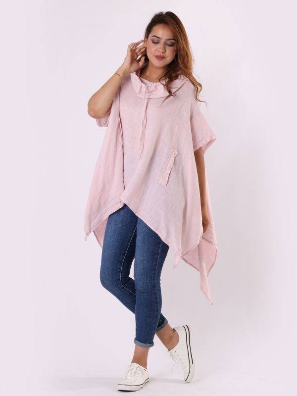 Italian Plain Batwing Sleeves Cowl Neck Tunic Top.