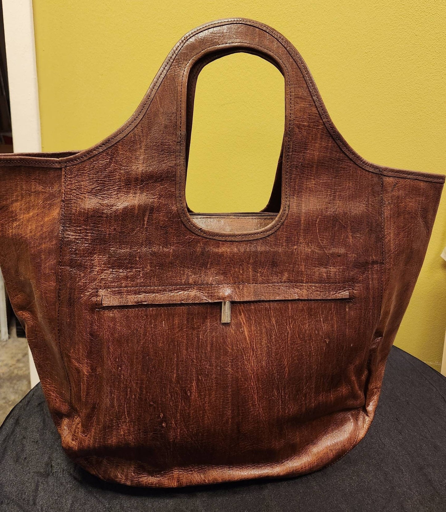 Woven Mudcloth Leather Hobo Purse made in Mali.