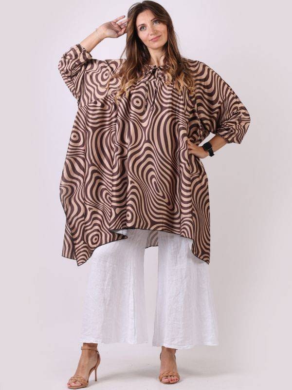 Minala Ladies Zebra Print Tunic Kaftan Dress.