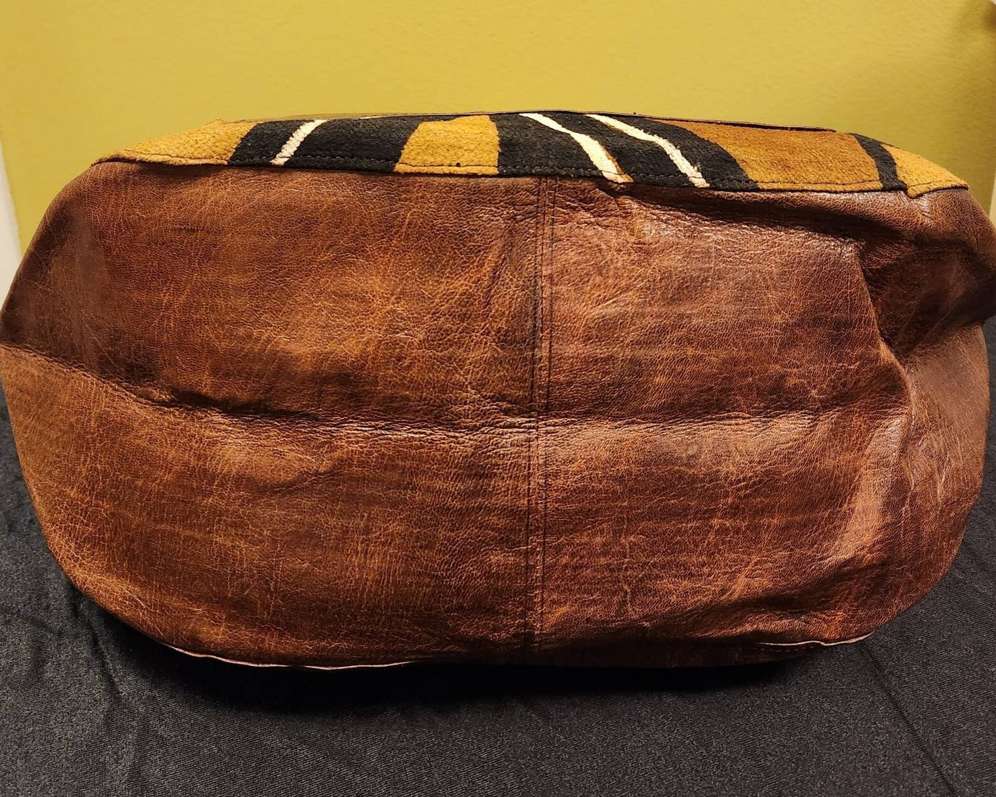 Woven Mudcloth Leather Hobo Purse made in Mali.