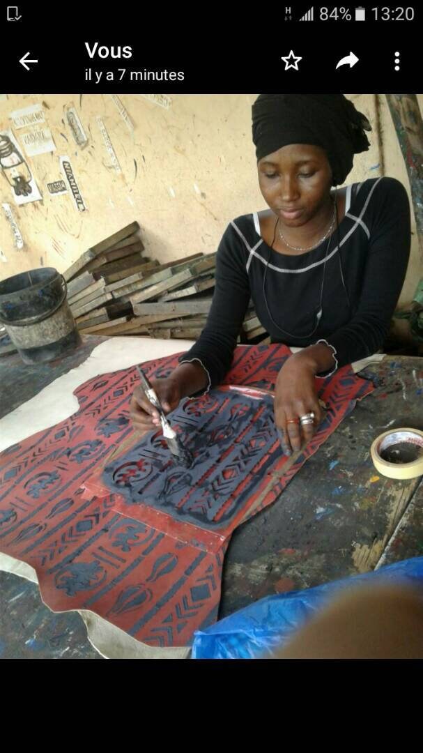 Woven Mudcloth Leather Hobo Purse made in Mali.