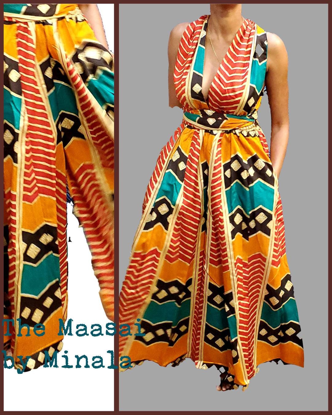 African Print Palazzo/Wide strap Convertible Skirt/Romper/Ankara Infinity Dress (30+ Ways to Wear) Formal Wear.