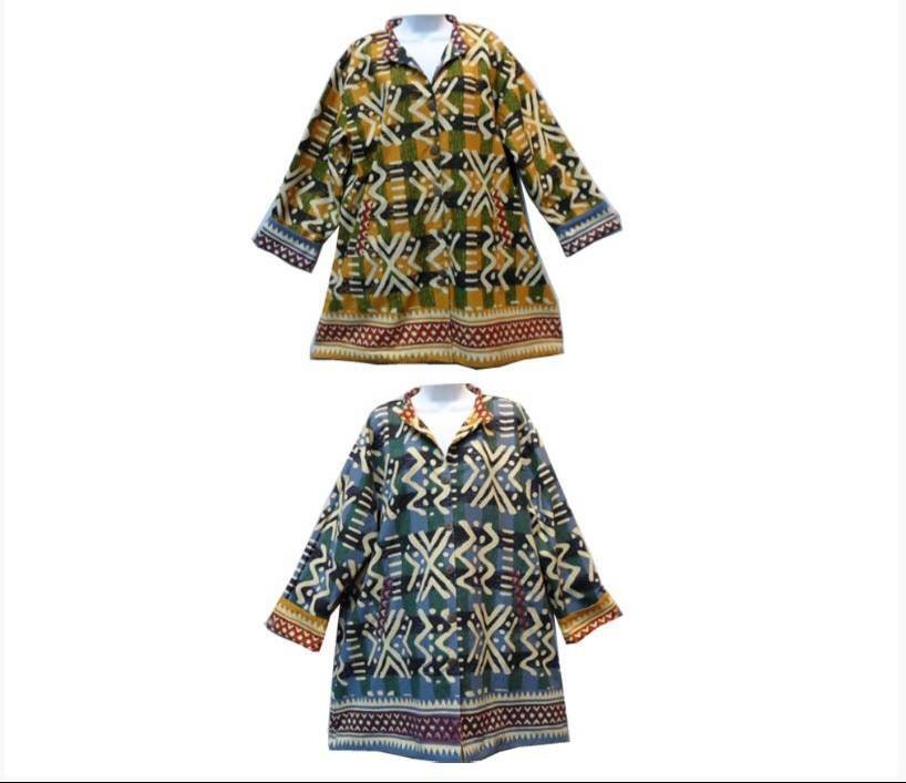 Reversible Mudcloth Print Swing Jacket/Mudcloth Coats/Belma Brand.