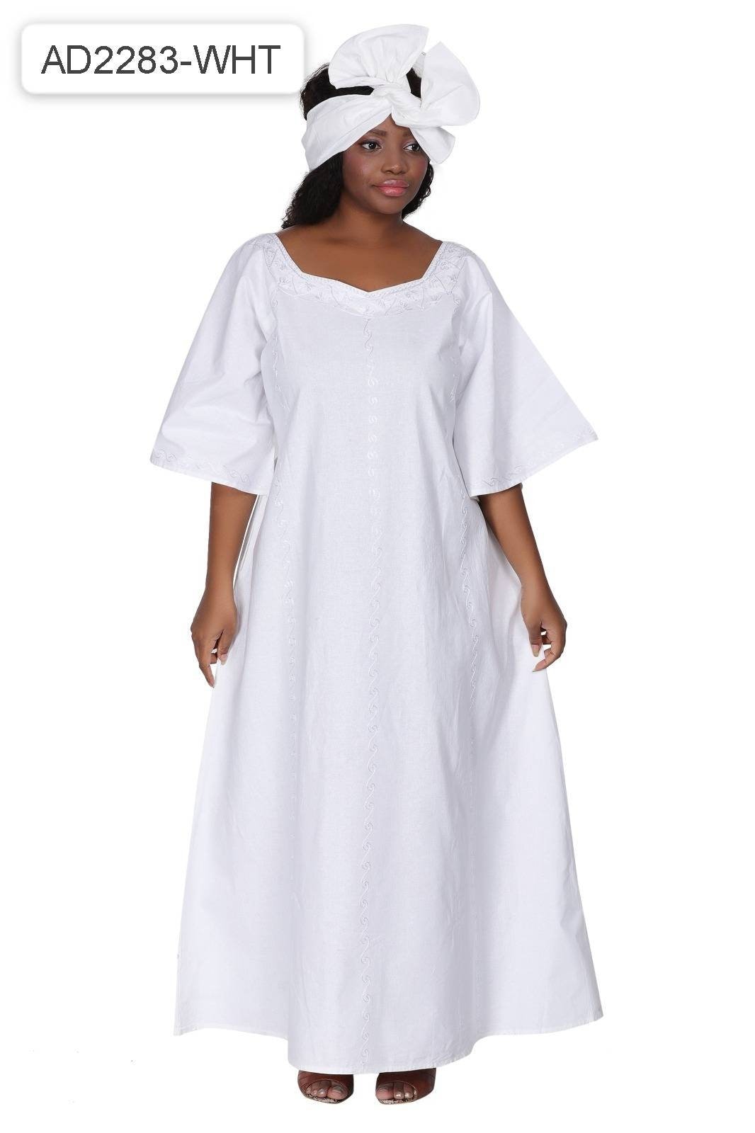 White Embroidered Dress/All white African Dress. 2 sizes.