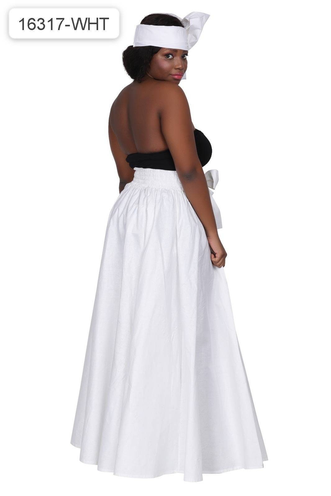 All White Solid Maxi Skirt/8 Panel Ankara White Skirt.