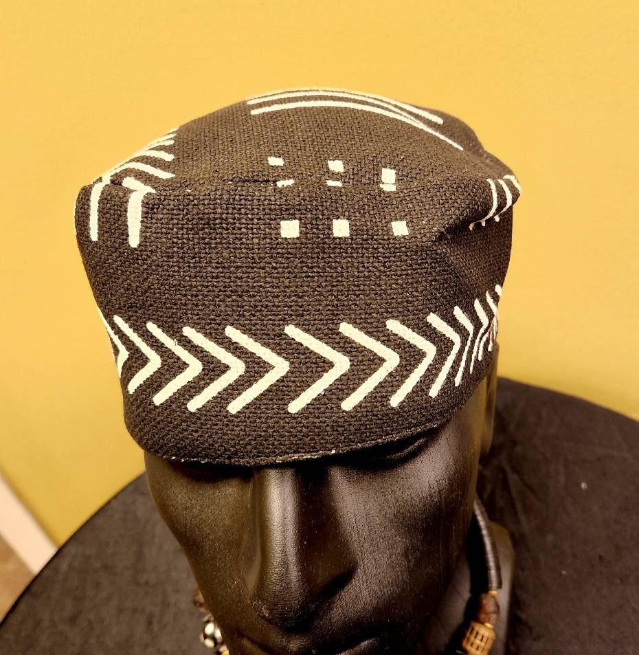 Mudcloth Kuffi/Kufi Mudcloth Hat. 24" around/Unisex.