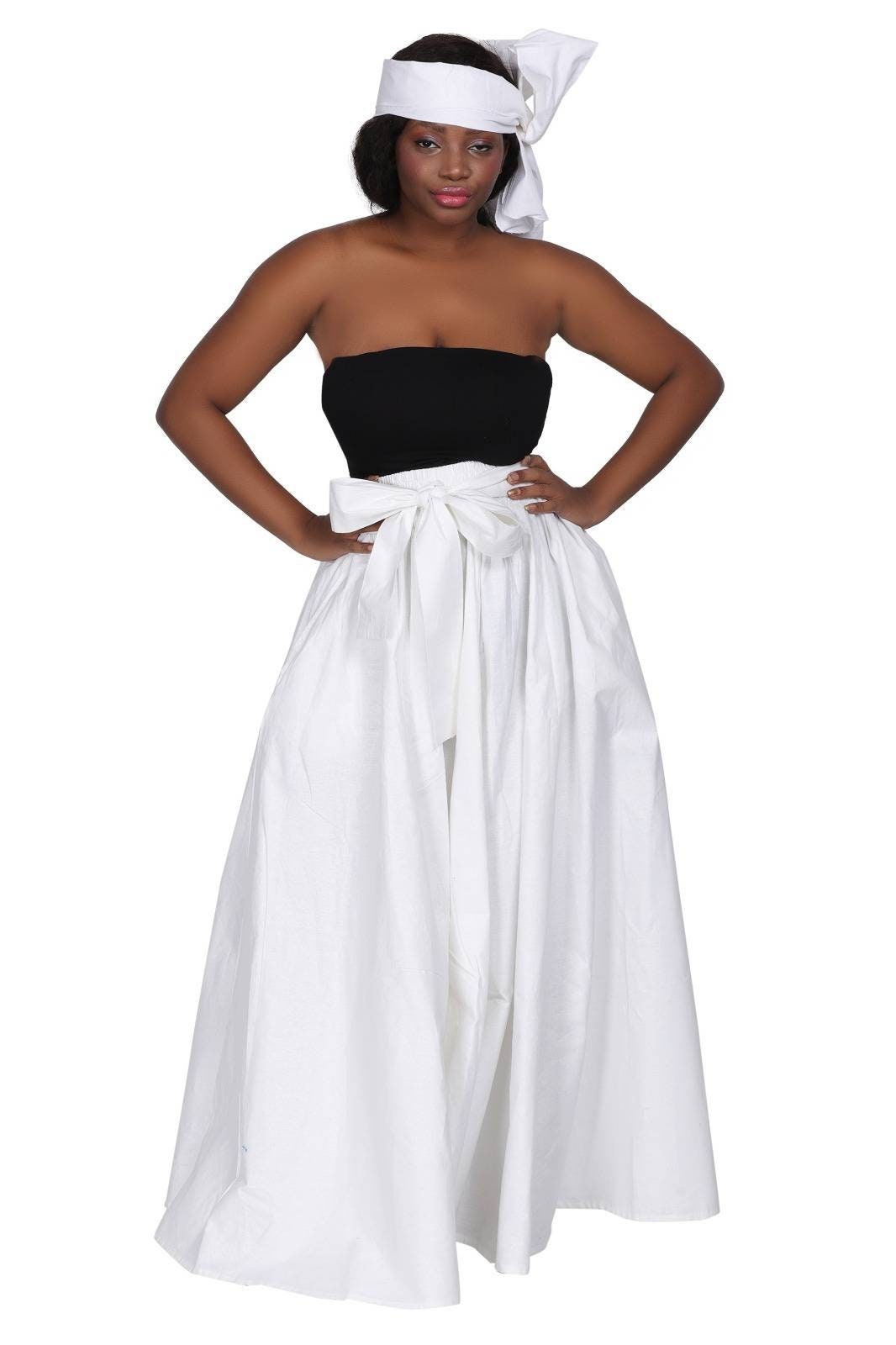 All White Solid Maxi Skirt/8 Panel Ankara White Skirt.