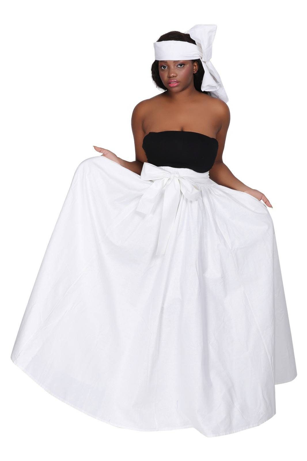 All White Solid Maxi Skirt/8 Panel Ankara White Skirt.