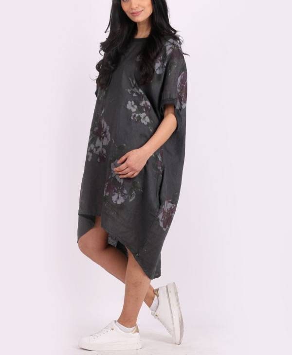 Italian Baggy Floral Print Ladies Linen Dress