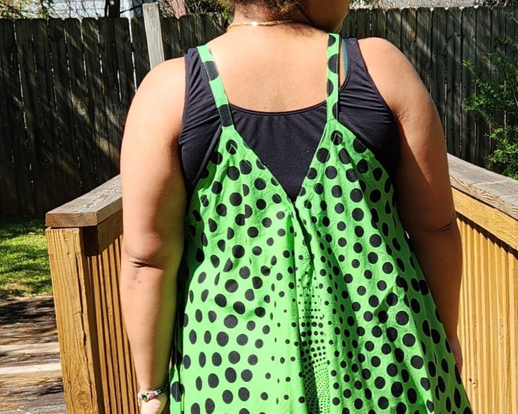 Polka Dot Jumper Dress/African Jumpsuit. 100% Cotton, one size fit most.