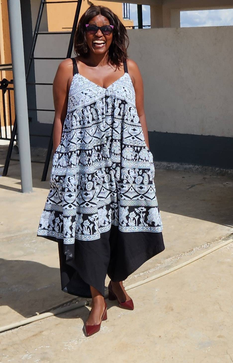 African Jumpsuit/Bohemian Jumpsuit/Black and White Free size.