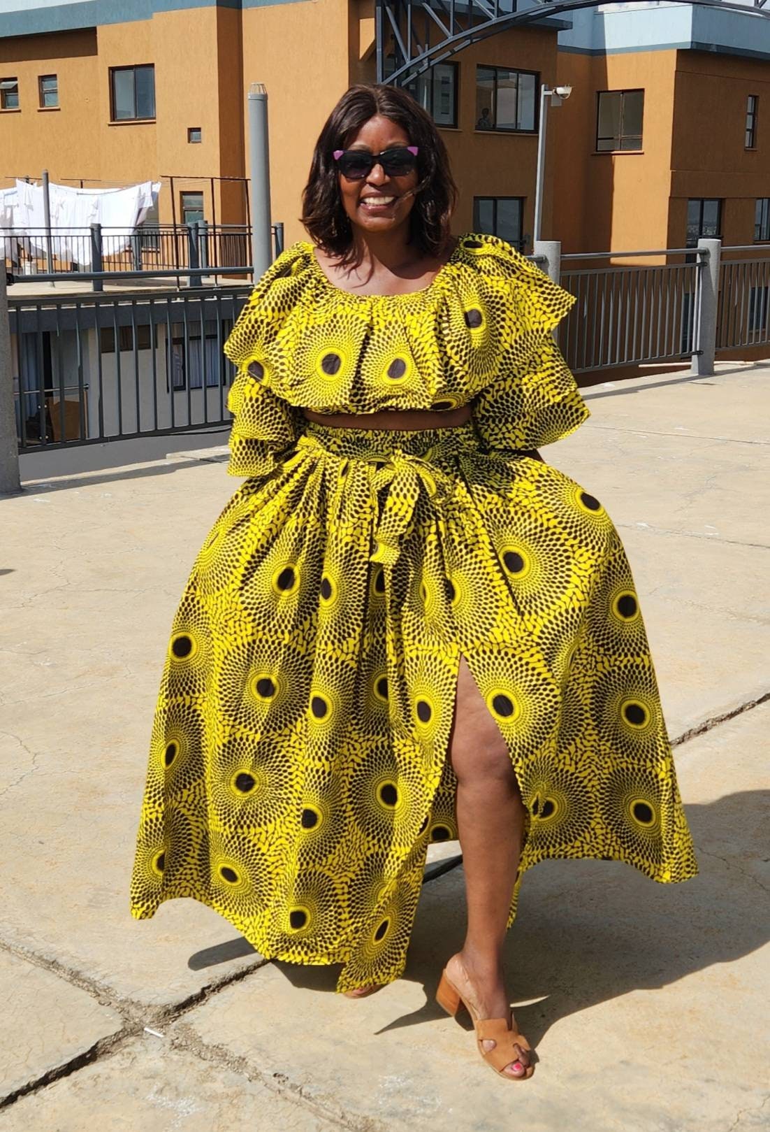 African Print Maxi Skirt with Crop Top Ankara Maxi Skirt set, one size M-XL