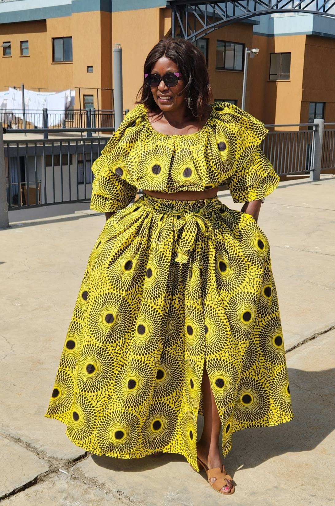 African Print Maxi Skirt with Crop Top Ankara Maxi Skirt set, one size M-XL