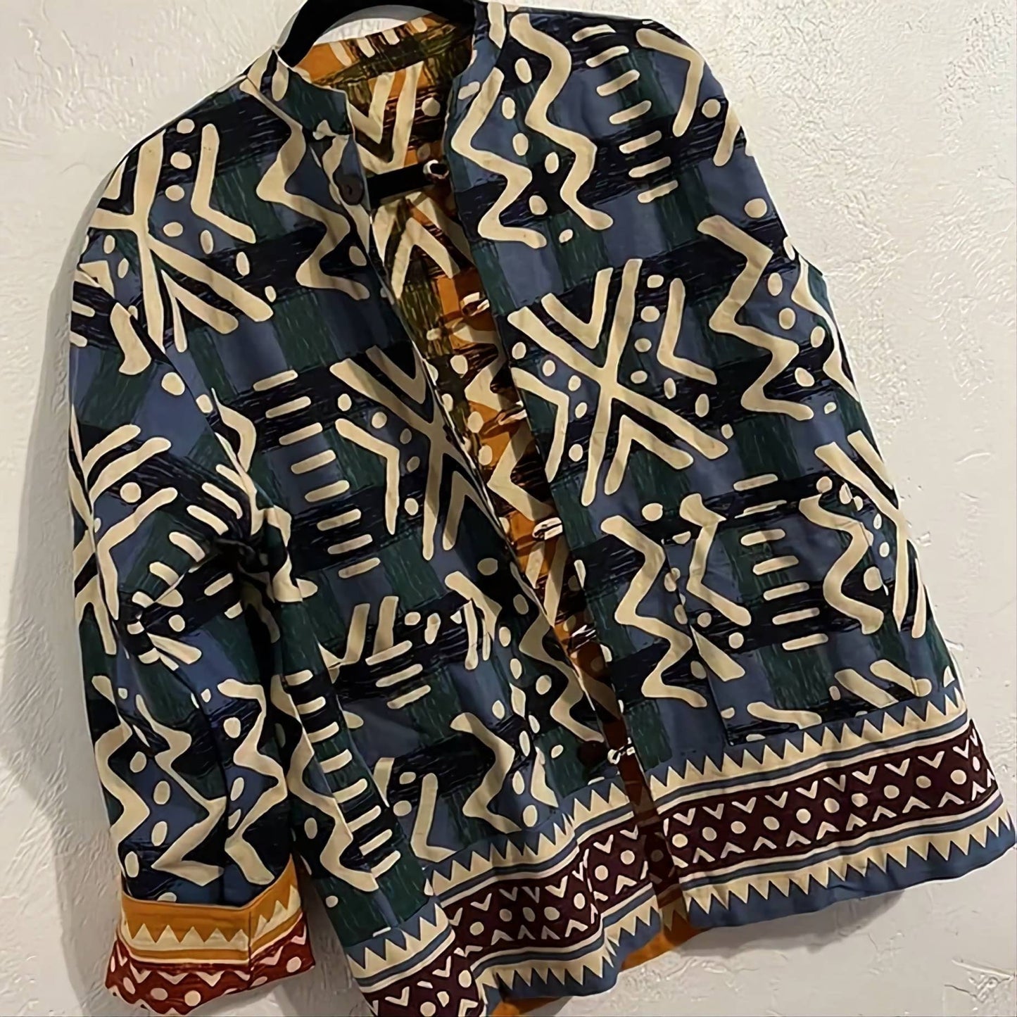 Mudcloth Print Reversible Unisex Jacket, African Print Ankara Jacket.