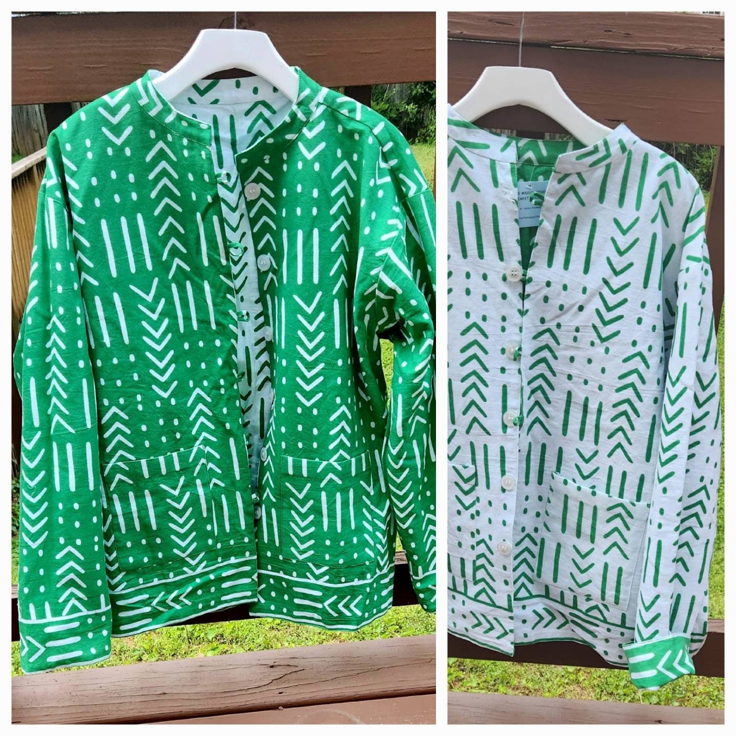 Mudcloth Print Reversible Unisex Jacket, African Print Ankara Jacket.