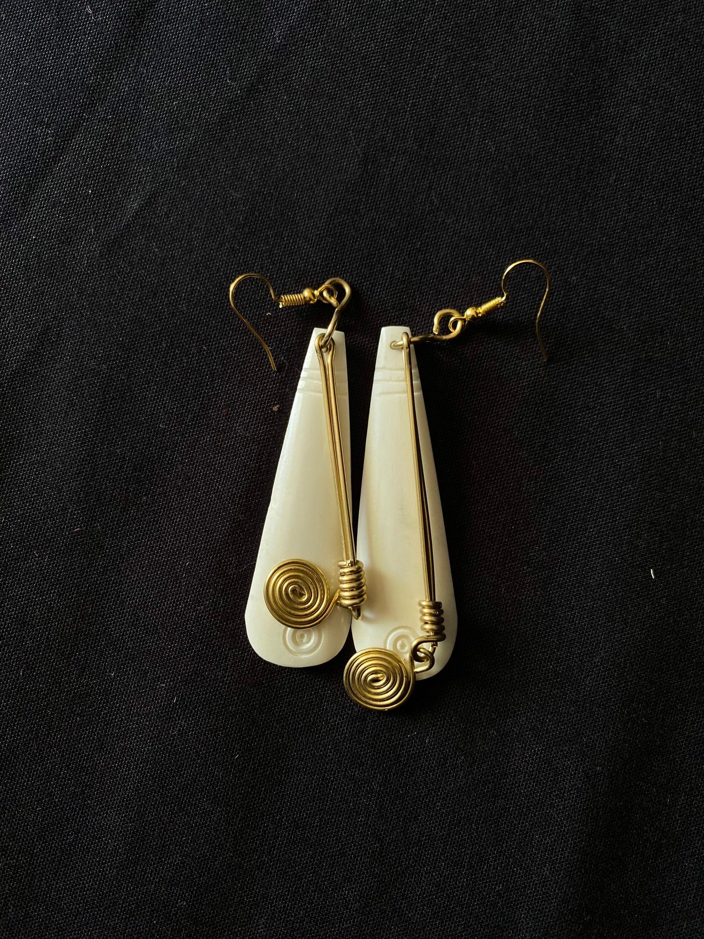 African Dangling Drop Bone Earrings, Statement Earrings, Ethnic earrings, Boho Earrings/Solid White.