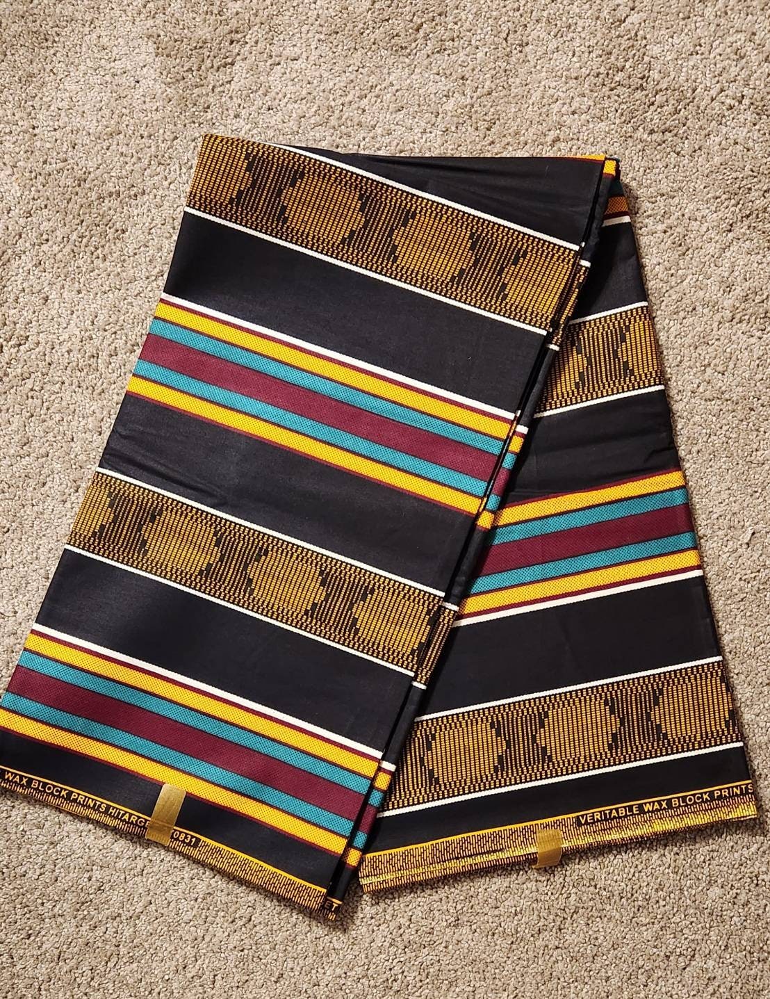 KENTE Ghana wax cloth, 6 yards 100% Cotton.