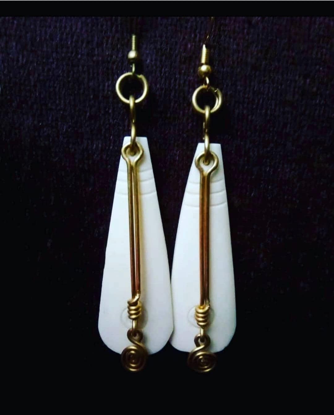 African Dangling Drop Bone Earrings, Statement Earrings, Ethnic earrings, Boho Earrings/Solid White.