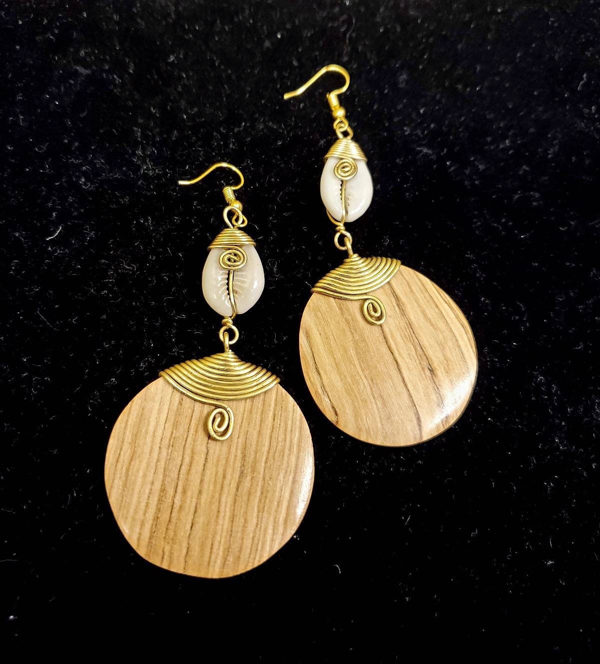 Natural Wood Long Bar Earrings/African Leafy Wooden Earrings different sizes.