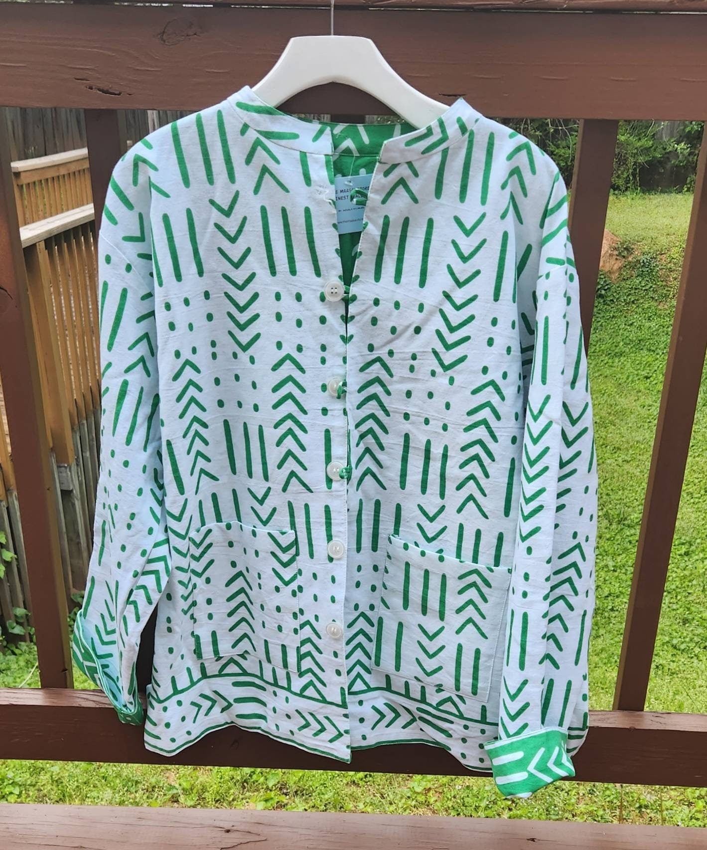 Mudcloth Print Reversible Unisex Jacket, African Print Ankara Jacket.