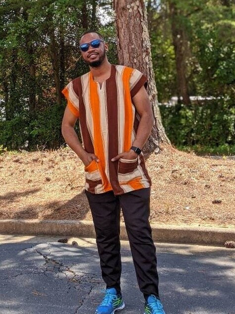 Aso Oke Nigerian Woven Shirt, Ankara Shirt,  African Print Mens Medium Shirt, Ashoke. Size M/L.