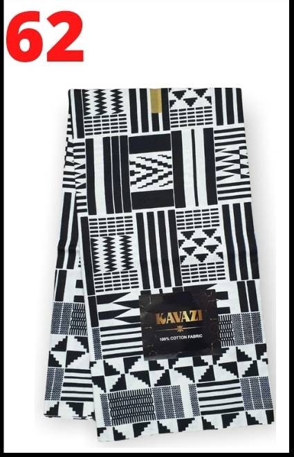 Black White Kente Fabric/ African Print Fabric 6 yards.