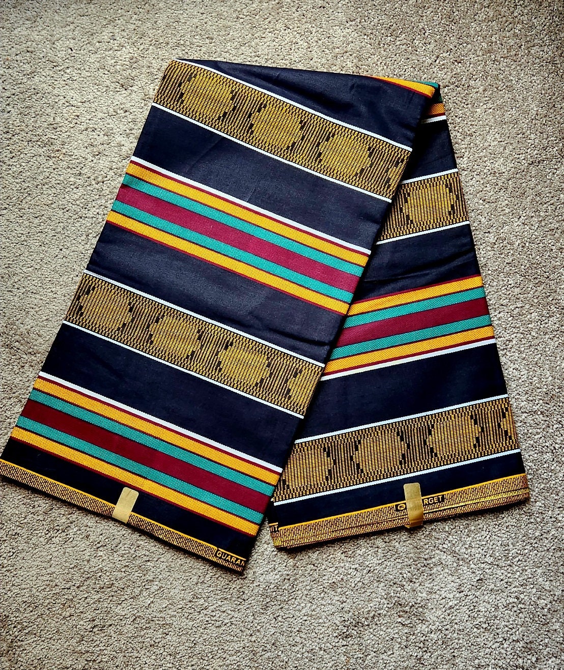 KENTE Ghana wax cloth, 6 yards 100% Cotton.