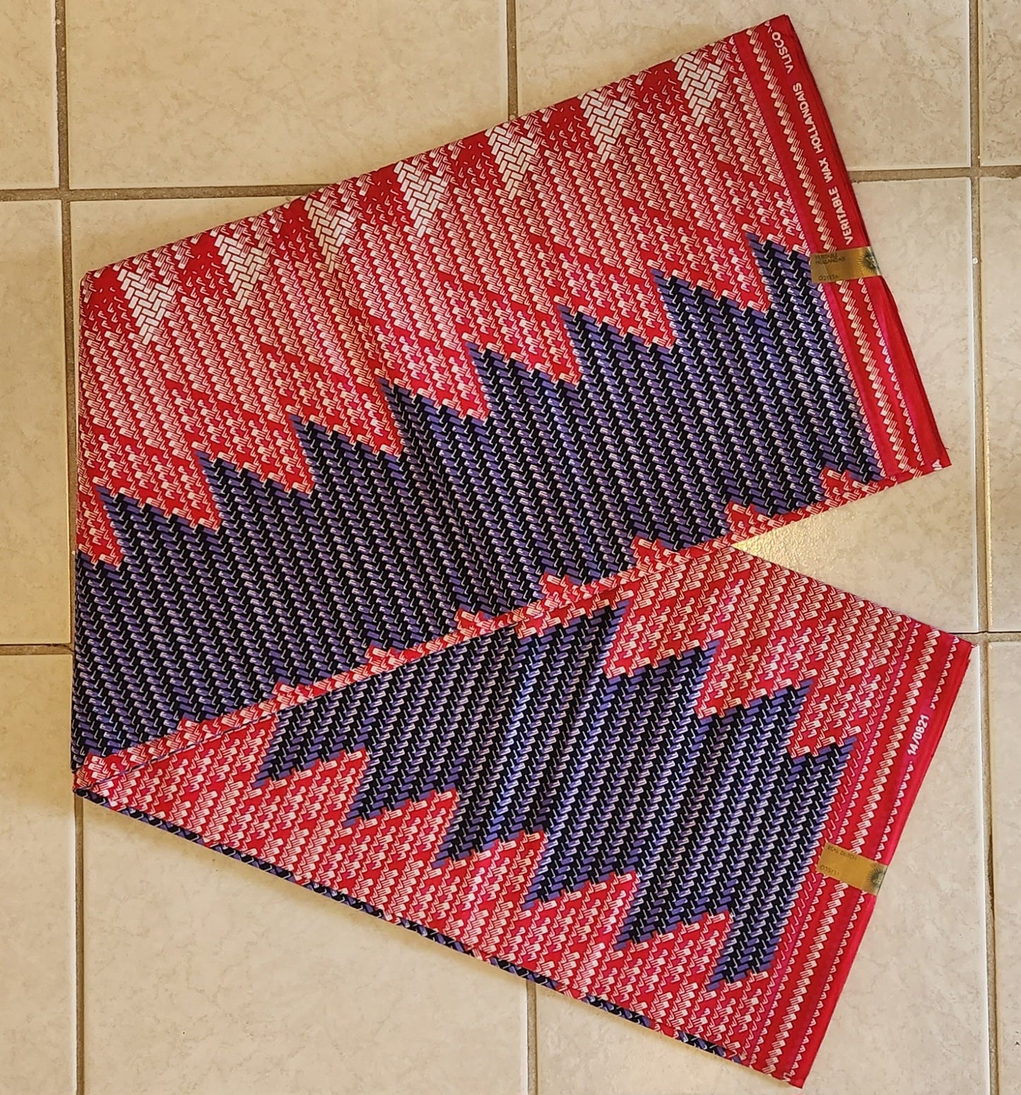 Pink and Blue African Print Fabric.