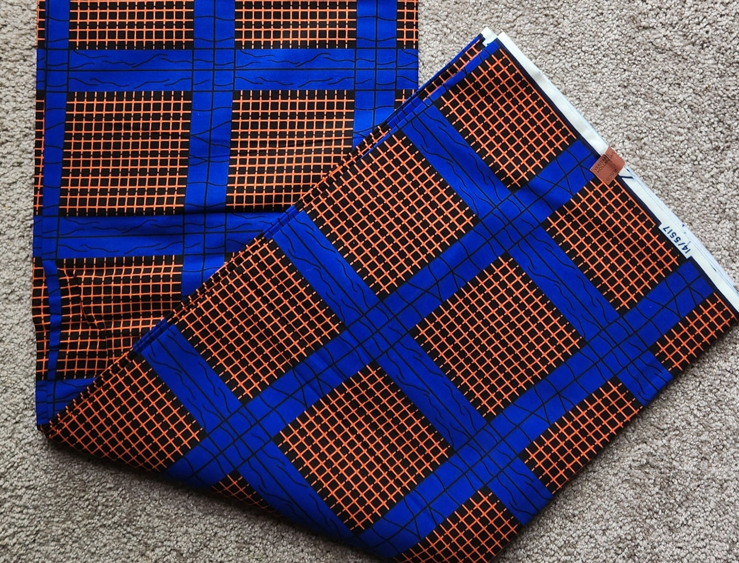 Ankara Blue Square Fabric/ African Print Fabric Kitenge by Yd or Bulk