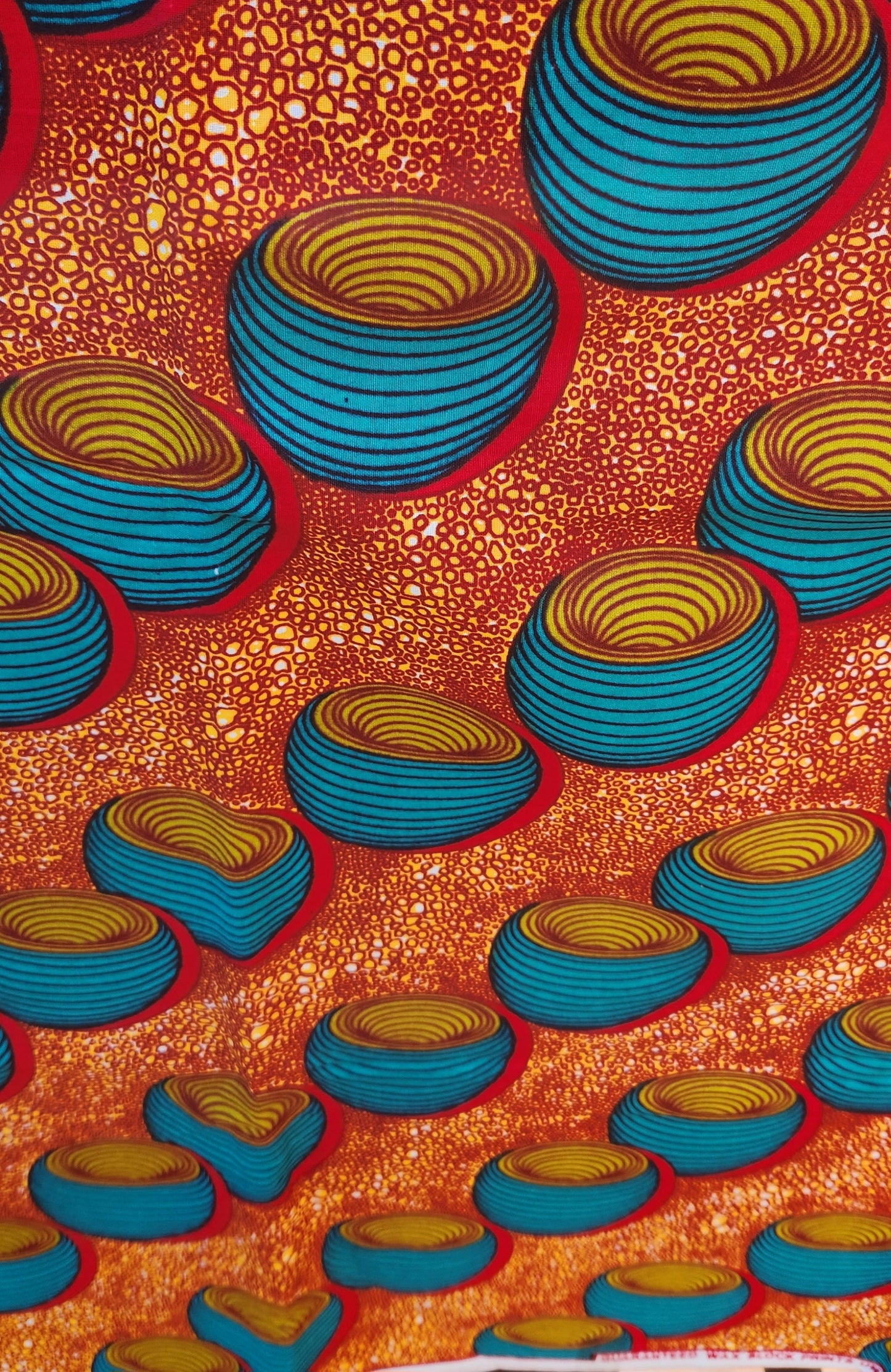 Orange Amber Teal African Print Ankara Fabric 6Yards.
